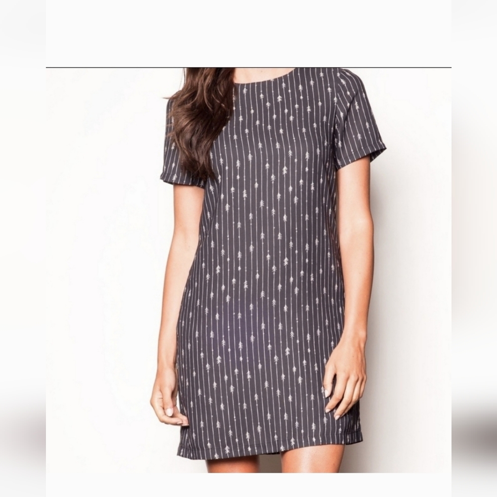 Pink Martini Black Pinstripe Arrow/Tree Mini Dress